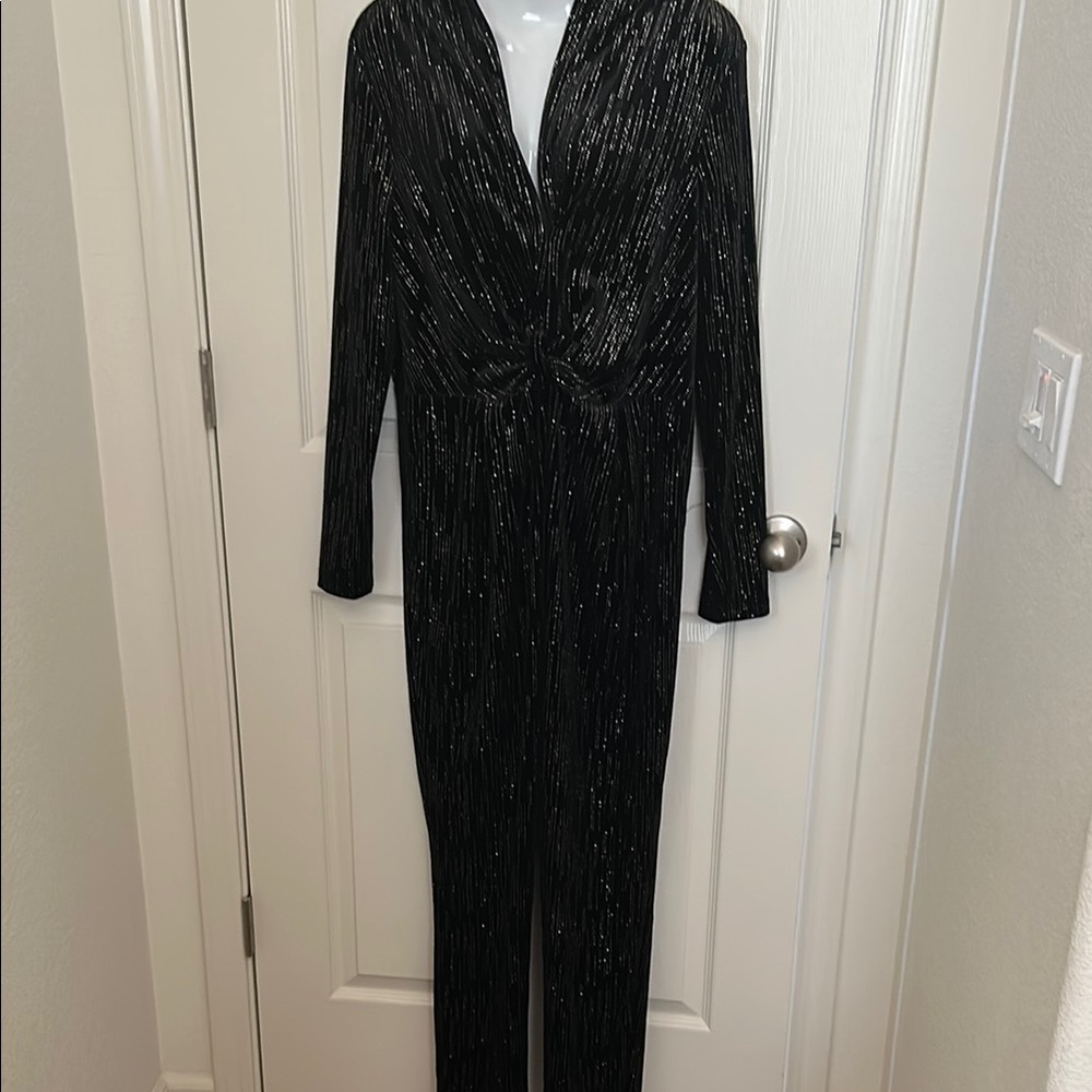 Elegant Black and Silver Jumpsuit